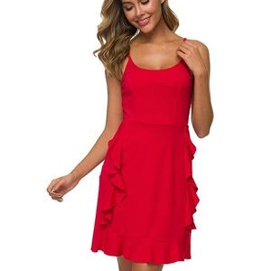 Red Summer Ruffle Dress